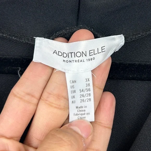 Addition Elle Black V-Neck Draped Short Sleeve Top - Picture 3 of 5